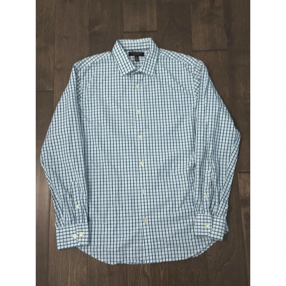 Banana‎ Republic Lot Of Two Mens Blue Plaid Button Down Non Iron Slim Fit Size M